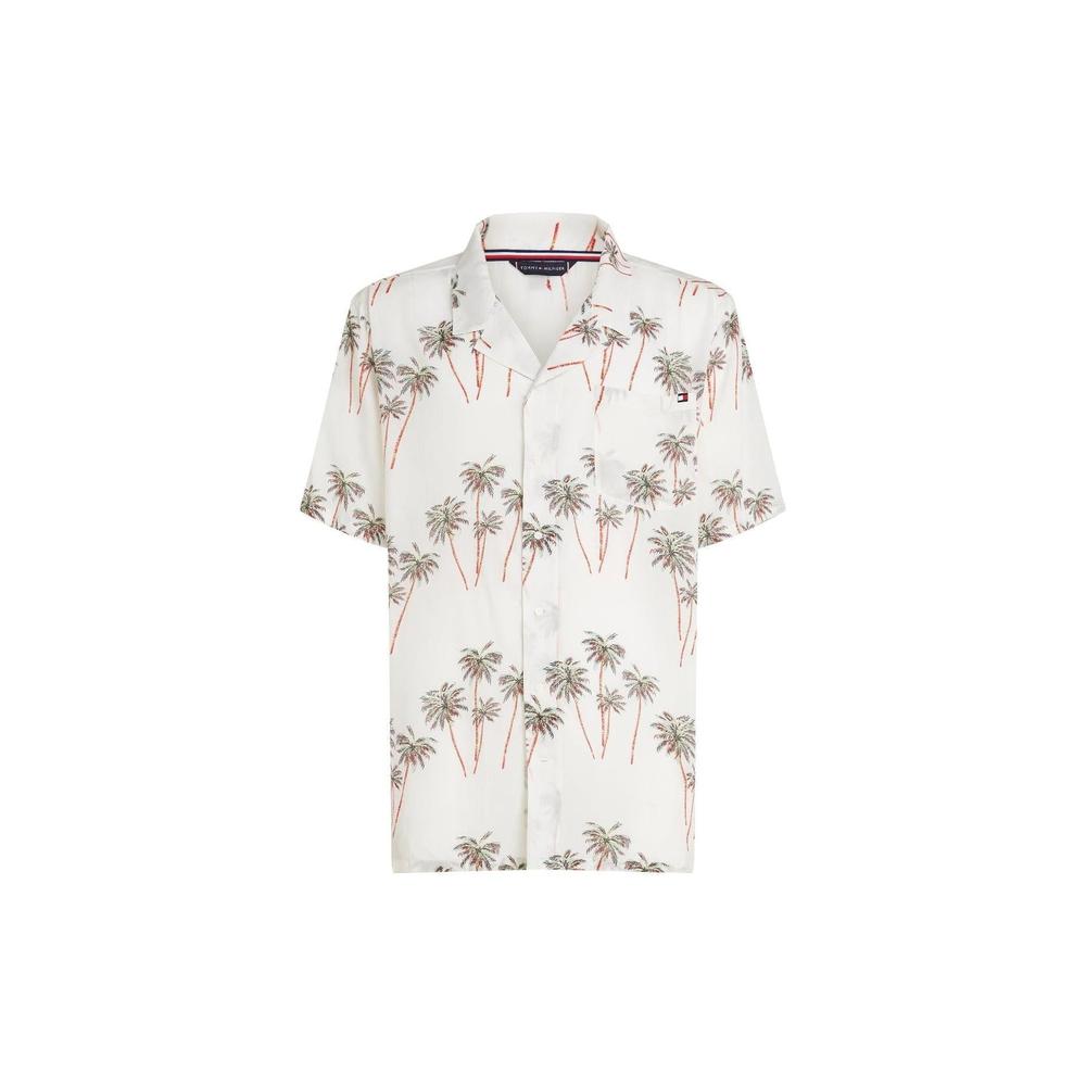 Tommy Hilfiger Palm Tree Bowling Shirt, Ivory Silk