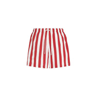 TH Medium Length Drawstring Bold Stripe Swim Shorts, Medium Red