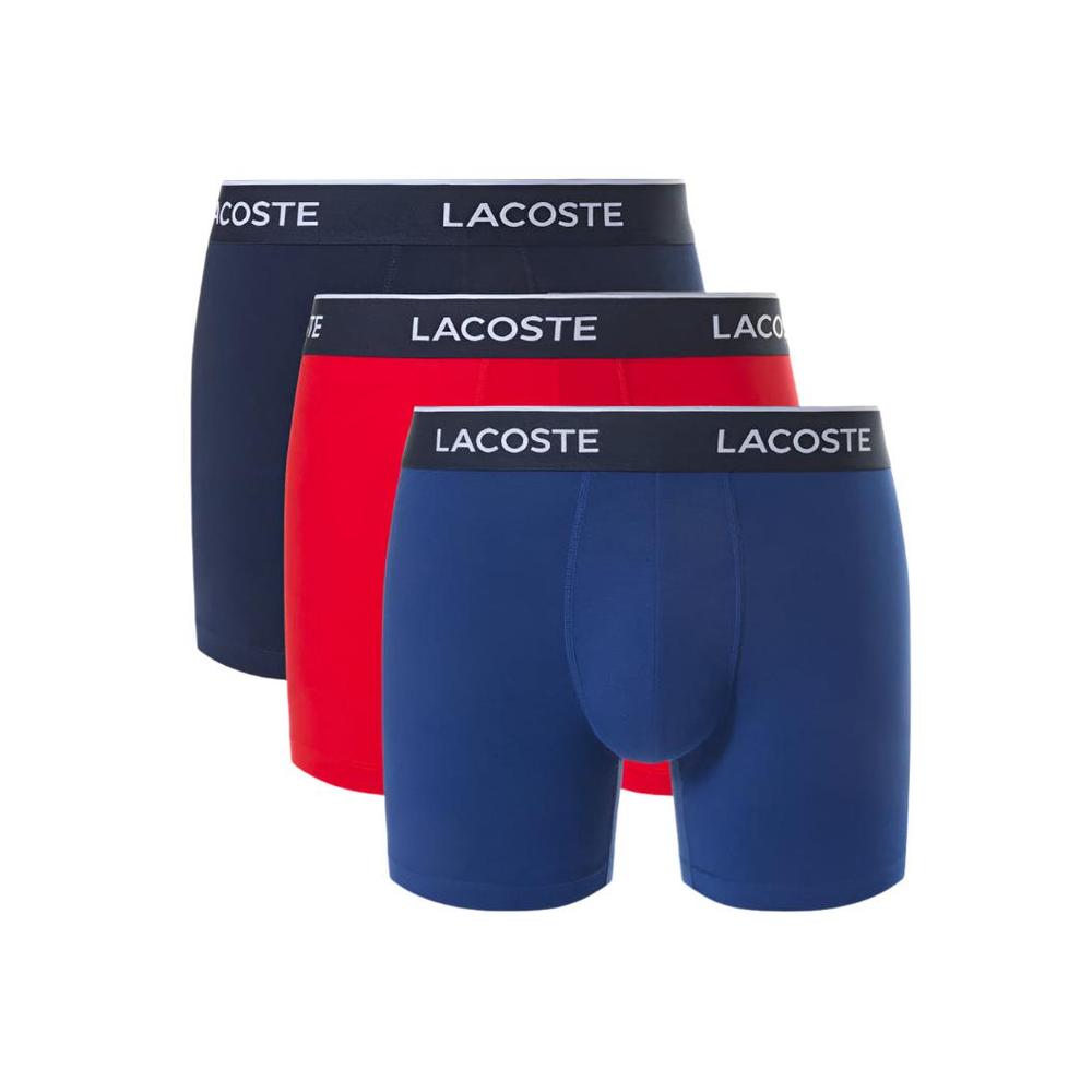 Lacoste 3-Pack Stretch Cotton Boxer Briefs, Navy/Blue/Red