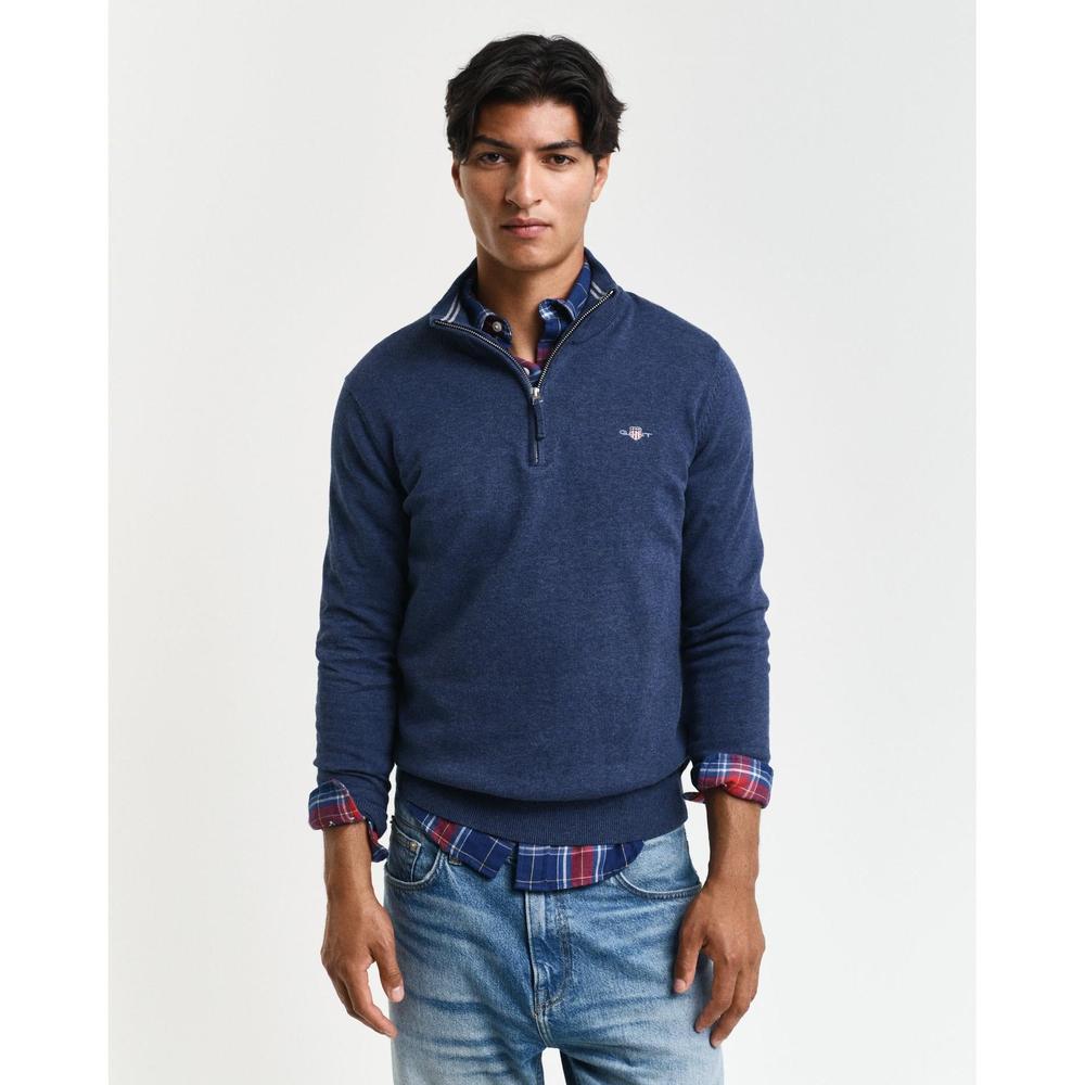 Gant mens classic cotton half-zip sweatshirt in navy