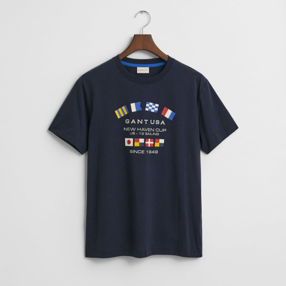 GANT Graphic T-Shirt in Evening Blue