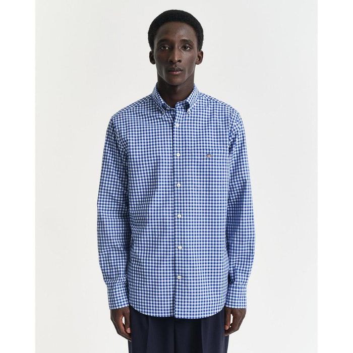 GANT men's blue gingham shirt in college blue