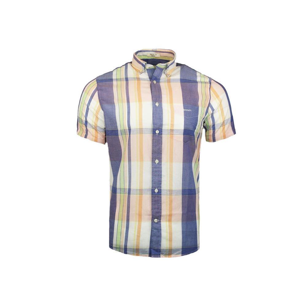 GANT Regular Fit Indian Madras Short Sleeve Shirt, Eggshell