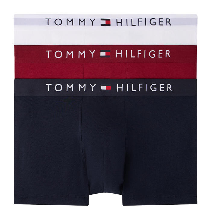 3 pack tommy hilfiger boxer trunks, navy, red and white