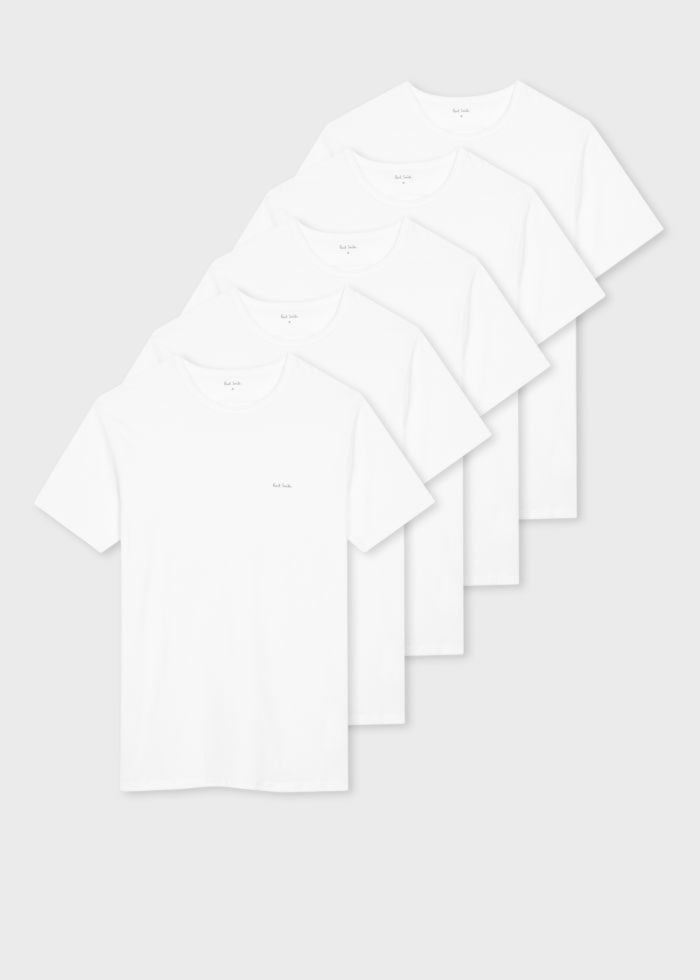 5-Pack Logo Organic T-Shirts, White