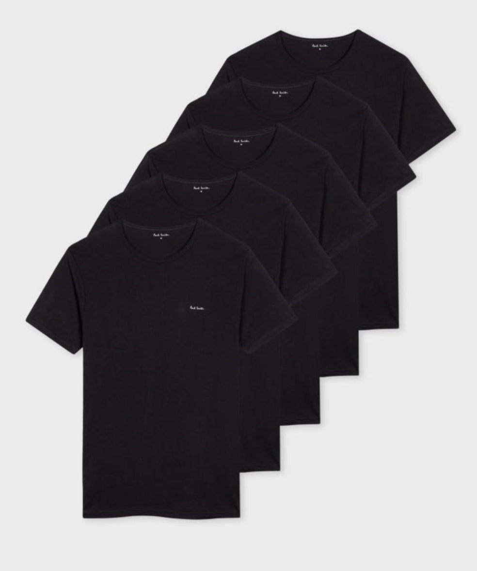 5-Pack Logo Organic T-Shirts, Black