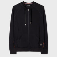 Cotton Jersey Zip Lounge Hoodie, Black