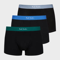 3-Pack Boxer Trunks with Mixed Waistband, Black