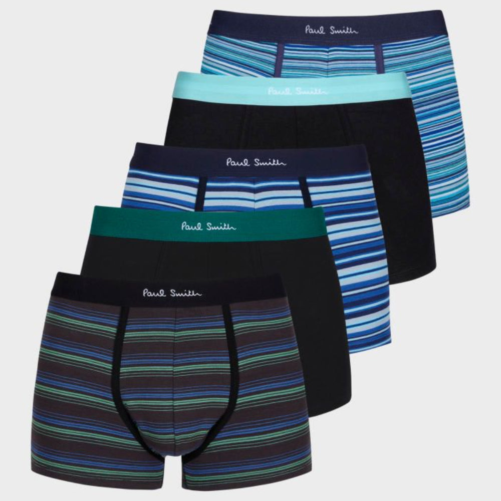 5-Pack Classic Boxer Trunks, Plain/Stripe/Print, Multi-coloured
