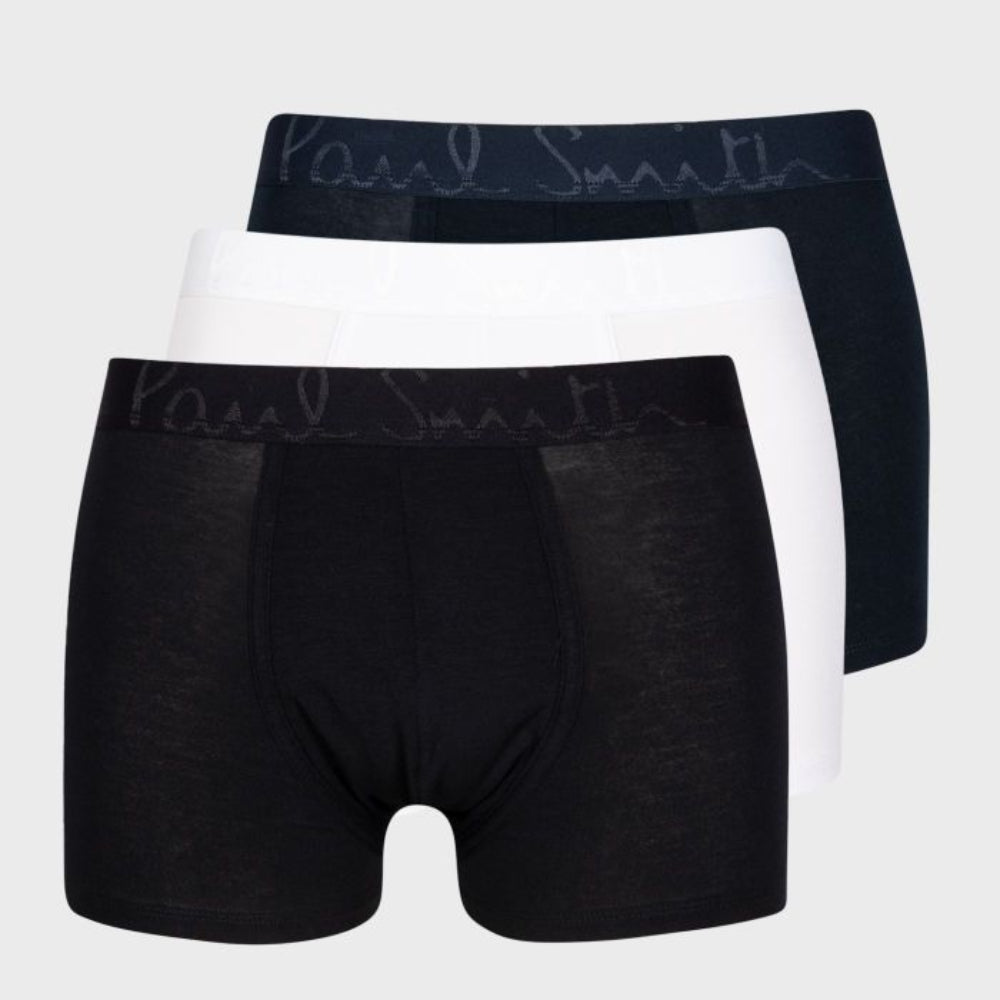 3-Pack Men's Bold Logo Modal Trunks, Black/Navy/White