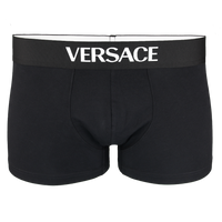 Black Versace boxer trunks on a white background
