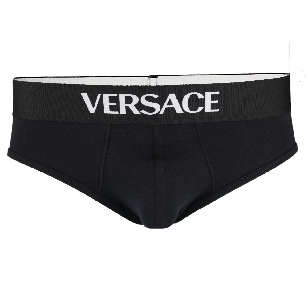 Versace 2-Pack Tex Jersey Low Rise  Essential Brief, Black