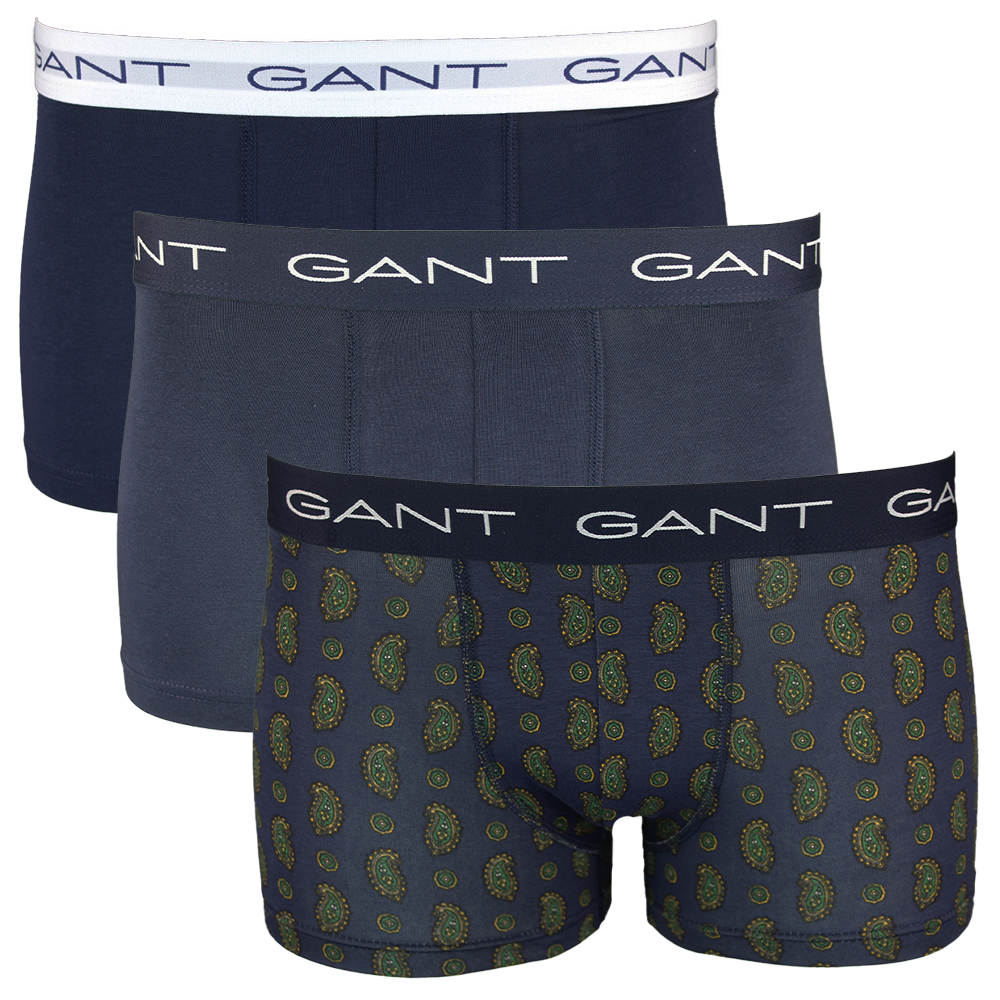 Three pairs of Gant boxer trunks on a white background