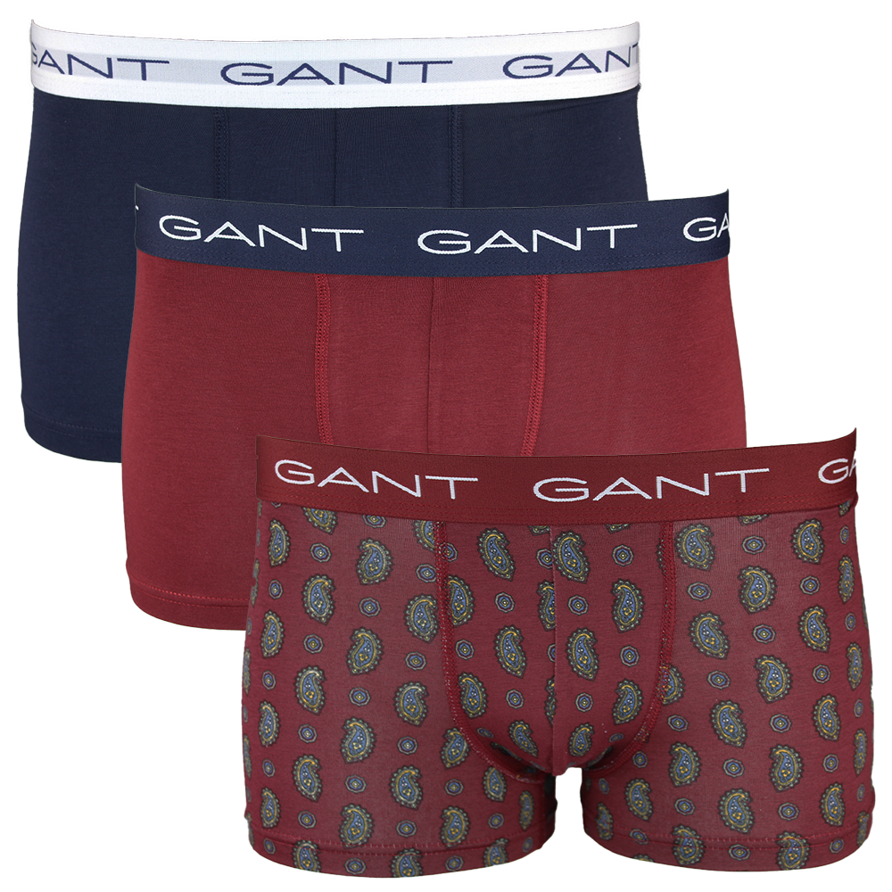 Three pairs of Gant boxer trunks in different styles on a white background