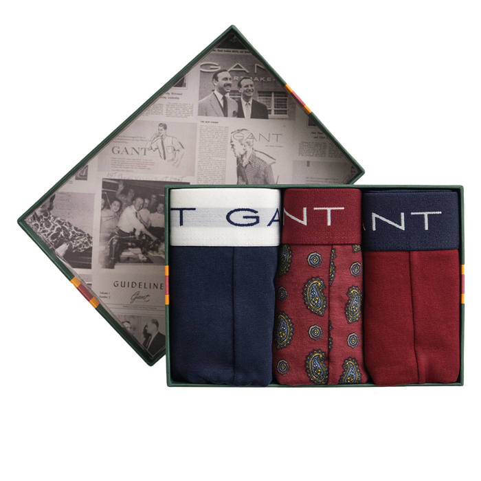 Set of GANT underwear in a decorative box with branded newspaper background