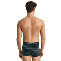 Man wearing green striped underwear with 'Gant' branding on a white background