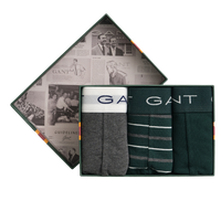 Set of GANT boxers in a box with branded newspaper design on the lid.