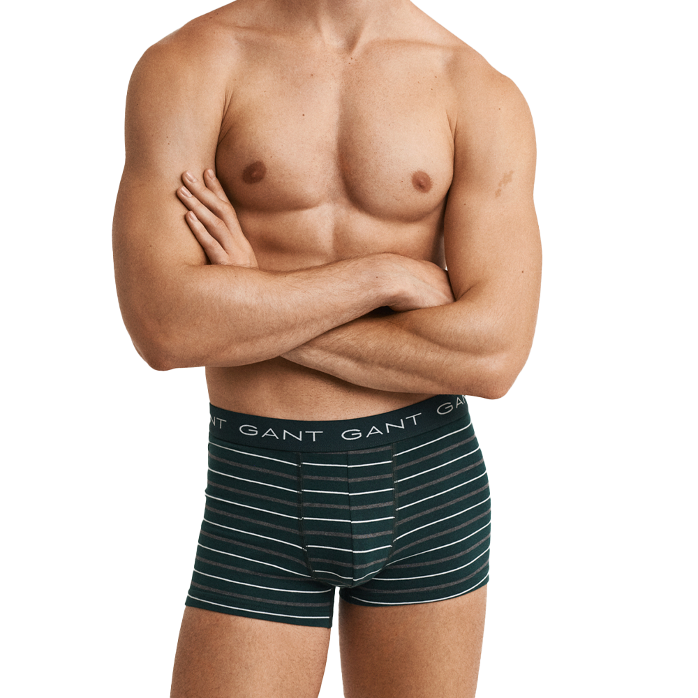 Man wearing GANT striped underwear on a white background