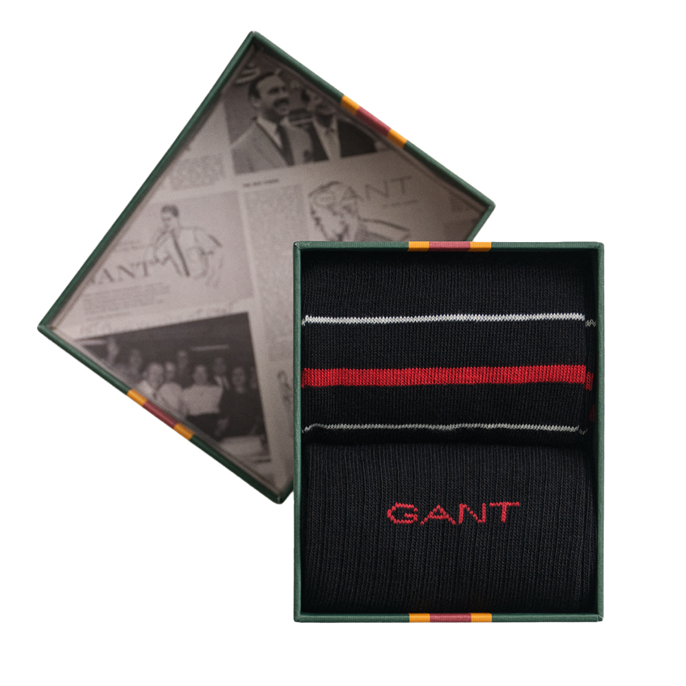 Gant sock with red and white stripes in a branded box