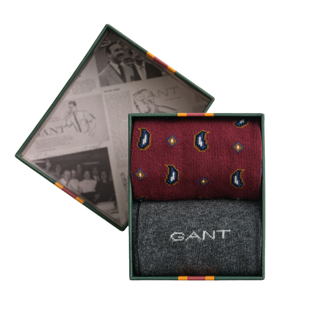 GANT 2-Pack Paisley Print Socks Gift Set, Plumped Red