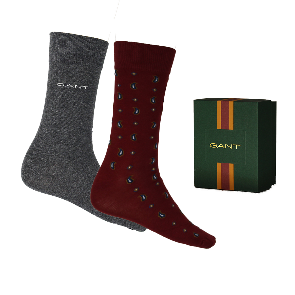 2 GANT socks 1 grey and 1 red with gift box
