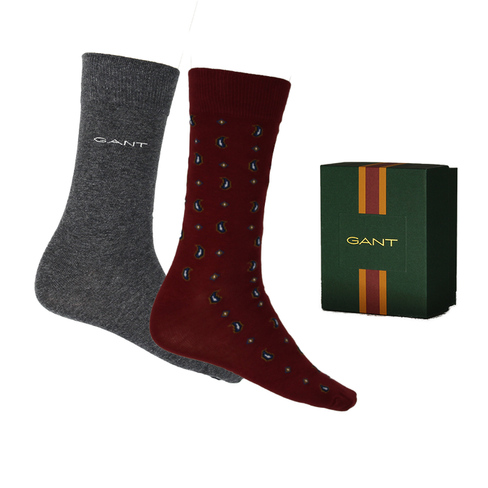 2 GANT socks 1 grey and 1 red with gift box