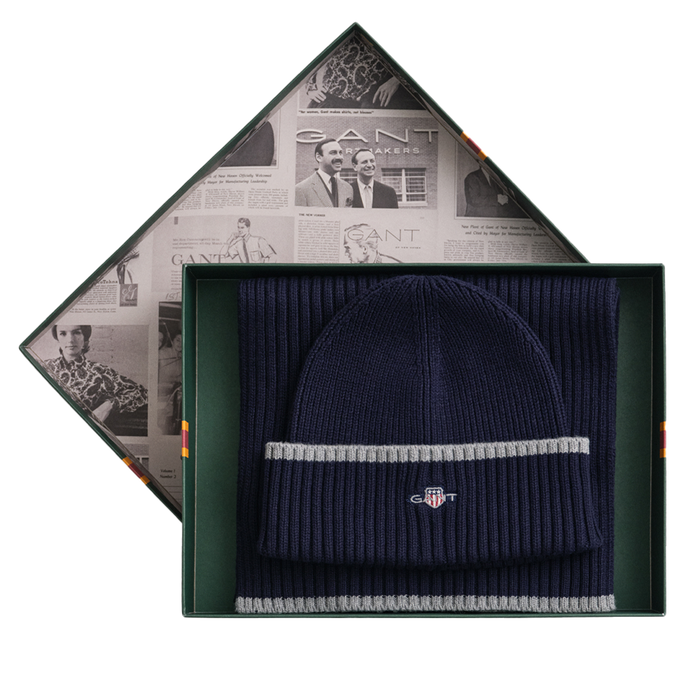 Blue hat and scarf set in gift box