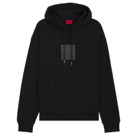 Black hoodie with a red hugo tag on a white background