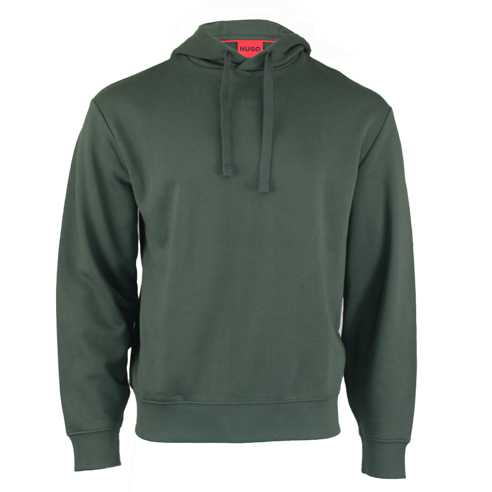 Green hoodie with a brand logo on a white background