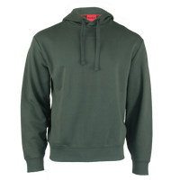 Green hoodie with a brand logo on a white background