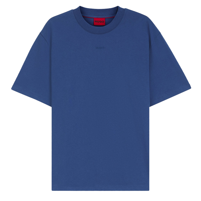 Blue t-shirt with a HUGO brand logo on a white background
