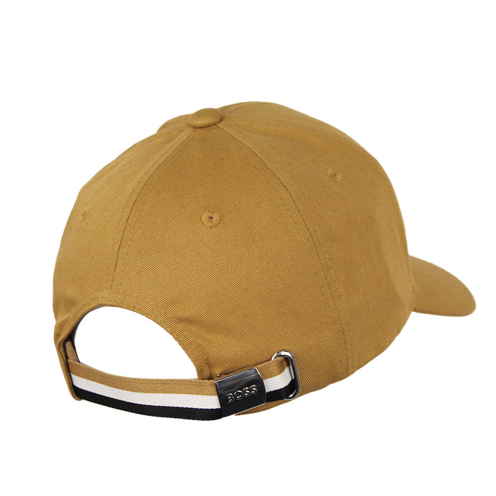 Brown baseball cap with a visible brand logo on a white background
