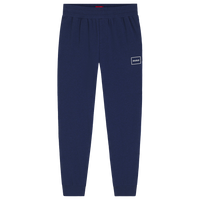Navy blue sweatpants with a logo on a white background