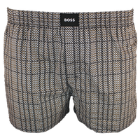 Herringbone patterned boxer briefs with a visible brand label on a white background