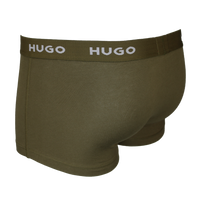 Green boxer briefs with 'HUGO' waistband on a white background