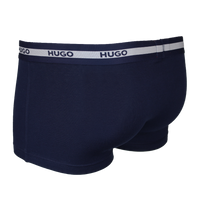 Navy blue boxer briefs with a white waistband featuring 'HUGO' branding on a white background.