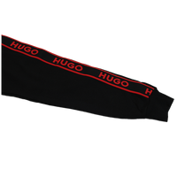 Black sleeve with red 'HUGO' branding on a white background