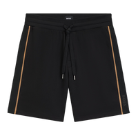 Black shorts with side stripes and boss branding