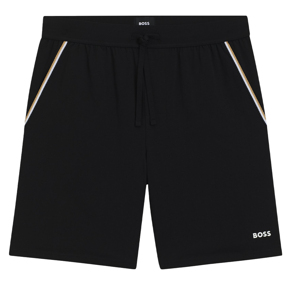 Black shorts with pocket trim and BOSS branding