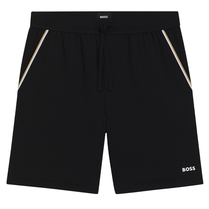 Black shorts with pocket trim and BOSS branding