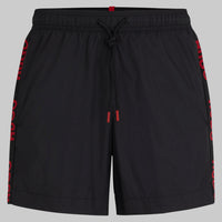 HUGO-Fab Logo Tape Swim Shorts, Black-UNDERU