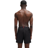 HUGO-Fab Logo Tape Swim Shorts, Black-UNDERU