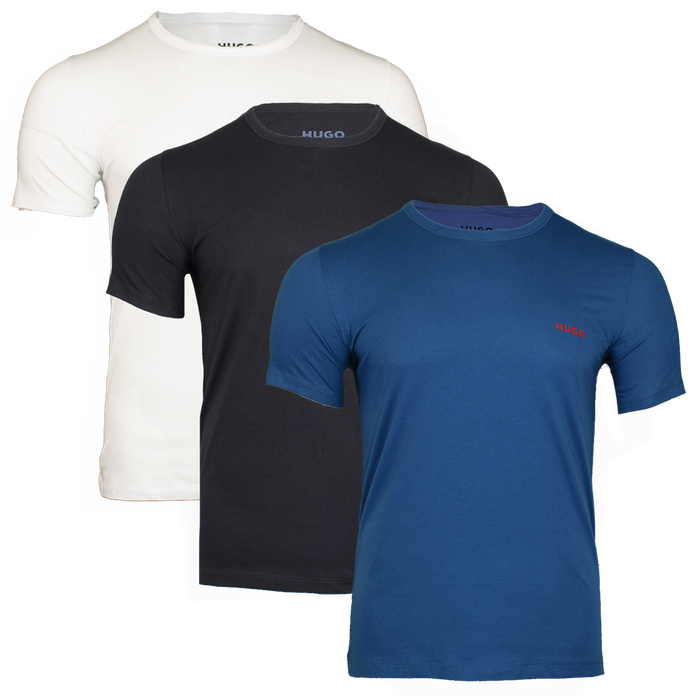 Blue, black and white t-shrts with HUGO logos