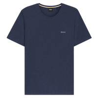 blue t-shirt with BOSS logo on chest