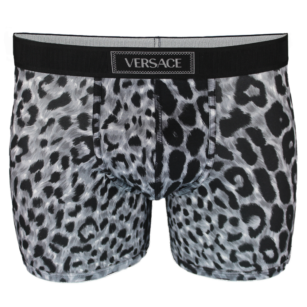 Black and grey boxer briefs with Versace branded waistband