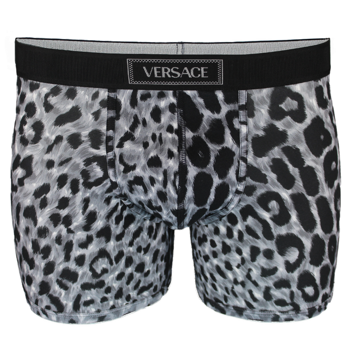 Black and grey boxer briefs with Versace branded waistband