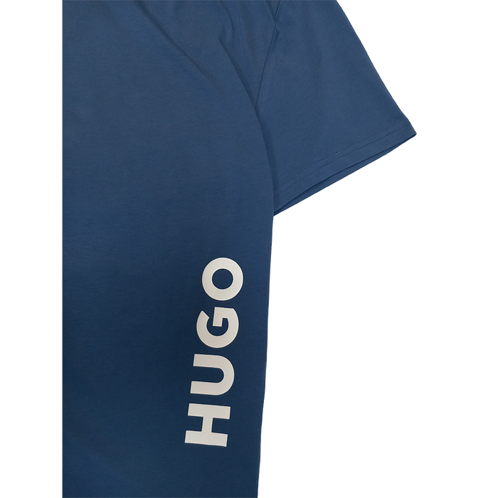 Navy blue t-shirt with 'HUGO' logo on a white background