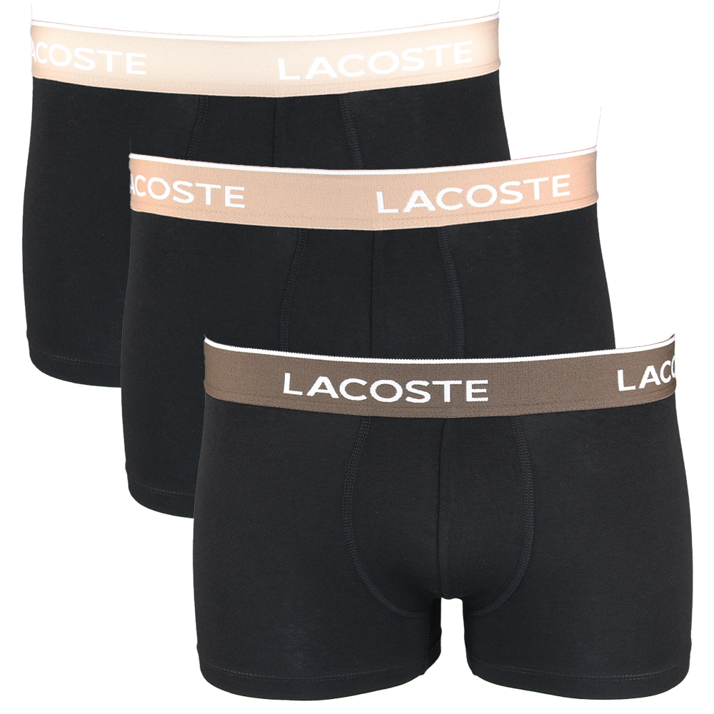 Lacoste 3-Pack Casual Boxer Trunks, Black