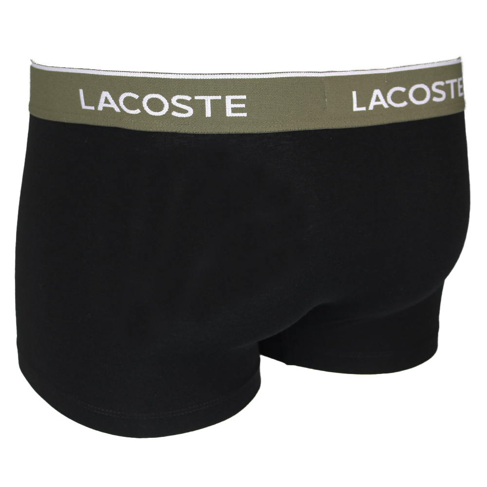 Lacoste 3-Pack Casual Boxer Trunks With Coloured Waistbands, Black