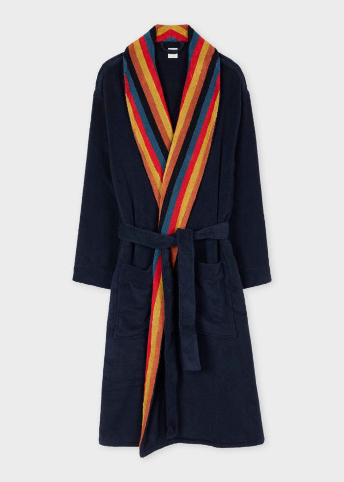 Artist Stripe Toweling Dressing Gown, Multi Coloured